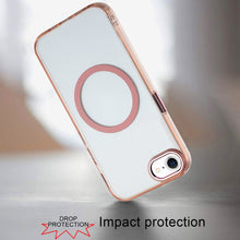 For iPhone 16e Case Magnetic Circle Trans-Clear Metal Buttons + Tempered Glass