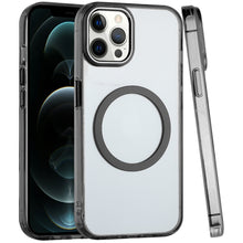 For iPhone 12 Pro Max Case Trans-Clear Metal Buttons Phone Cover +Tempered Glass