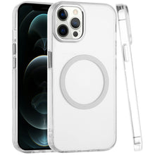For iPhone 12 Pro Max Case Trans-Clear Metal Buttons Phone Cover +Tempered Glass