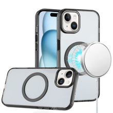 For iPhone 15 Case Trans-Clear Metal Buttons Acrylic Cover + 2 Tempered Glass