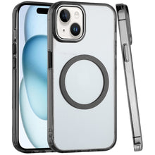 For iPhone 15 Case Trans-Clear Metal Buttons Acrylic Cover + 2 Tempered Glass