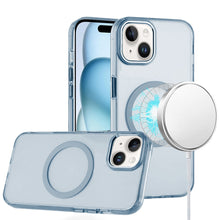 For iPhone 15 Case Trans-Clear Metal Buttons Acrylic Cover + 2 Tempered Glass