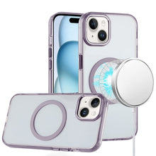 For iPhone 15 Case Trans-Clear Metal Buttons Acrylic Cover + 2 Tempered Glass