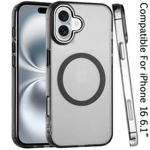 For iPhone 16 6.1inch Case Metal Buttons Trans-Clear Phone Cover +Tempered Glass