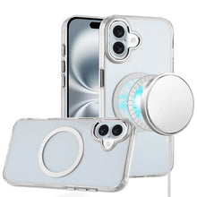 For iPhone 16 6.1inch Case Metal Buttons Trans-Clear Phone Cover +Tempered Glass