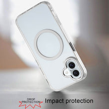 For iPhone 16 6.1inch Case Metal Buttons Trans-Clear Phone Cover +Tempered Glass