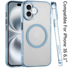For iPhone 16 6.1inch Case Metal Buttons Trans-Clear Phone Cover +Tempered Glass