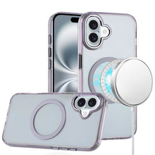 For iPhone 16 6.1inch Case Metal Buttons Trans-Clear Phone Cover +Tempered Glass