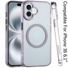 For iPhone 16 6.1inch Case Metal Buttons Trans-Clear Phone Cover +Tempered Glass