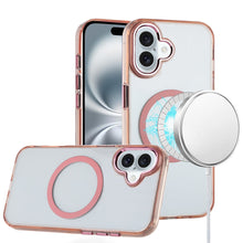 For iPhone 16 6.1inch Case Metal Buttons Trans-Clear Phone Cover +Tempered Glass