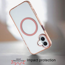For iPhone 16 6.1inch Case Metal Buttons Trans-Clear Phone Cover +Tempered Glass