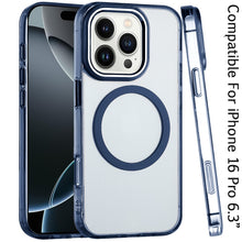 For iPhone 16 Pro 6.3in Case Trans-Clear Metal Buttons Cover + Tempered Glass