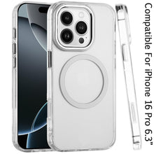 For iPhone 16 Pro 6.3in Case Trans-Clear Metal Buttons Cover + Tempered Glass