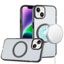 For iPhone 13/14 Case Trans-Clear Acrylic with Metal Buttons + Tempered Glass