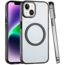 For iPhone 13/14 Case Trans-Clear Acrylic with Metal Buttons + Tempered Glass