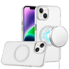 For iPhone 13/14 Case Trans-Clear Acrylic with Metal Buttons + Tempered Glass