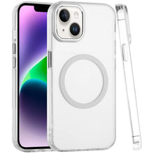 For iPhone 13/14 Case Trans-Clear Acrylic with Metal Buttons + Tempered Glass