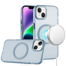 For iPhone 13/14 Case Trans-Clear Acrylic with Metal Buttons + Tempered Glass
