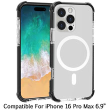 For iPhone 16 PRO MAX Case Magnetic Circle Acrylic Hybrid Cover + Tempered Glass