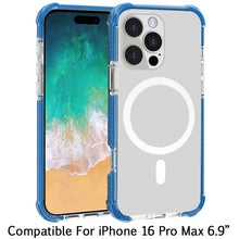 For iPhone 16 PRO MAX Case Magnetic Circle Acrylic Hybrid Cover + Tempered Glass