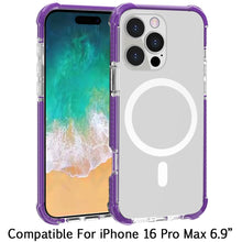 For iPhone 16 PRO MAX Case Magnetic Circle Acrylic Hybrid Cover + Tempered Glass