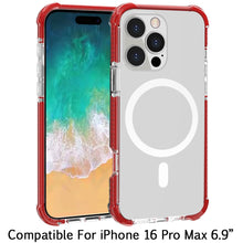 For iPhone 16 PRO MAX Case Magnetic Circle Acrylic Hybrid Cover + Tempered Glass