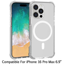 For iPhone 16 PRO MAX Case Magnetic Circle Acrylic Hybrid Cover + Tempered Glass
