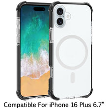 For iPhone 16 Plus 6.7in Case Magnetic Circle Acrylic Hybrid + Tempered Glass