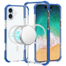 For iPhone 16 Plus 6.7in Case Magnetic Circle Acrylic Hybrid + Tempered Glass