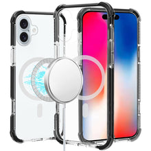 For iPhone 16 6.1inch Case Magnetic Circle Acrylic Hybrid Cover + Tempered Glass