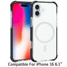 For iPhone 16 6.1inch Case Magnetic Circle Acrylic Hybrid Cover + Tempered Glass