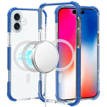 For iPhone 16 6.1inch Case Magnetic Circle Acrylic Hybrid Cover + Tempered Glass