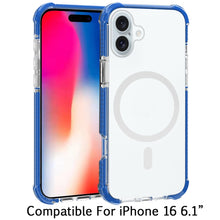 For iPhone 16 6.1inch Case Magnetic Circle Acrylic Hybrid Cover + Tempered Glass