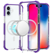 For iPhone 16 6.1inch Case Magnetic Circle Acrylic Hybrid Cover + Tempered Glass