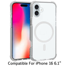 For iPhone 16 6.1inch Case Magnetic Circle Acrylic Hybrid Cover + Tempered Glass