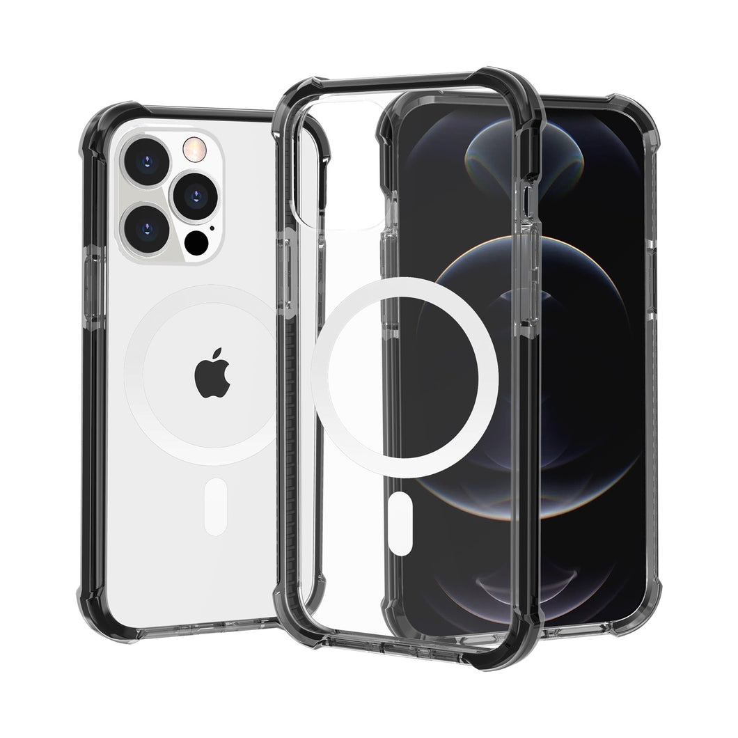 For iPhone 12 Pro Max Case Magnetic Circle Acrylic Tough Cover + Tempered Glass