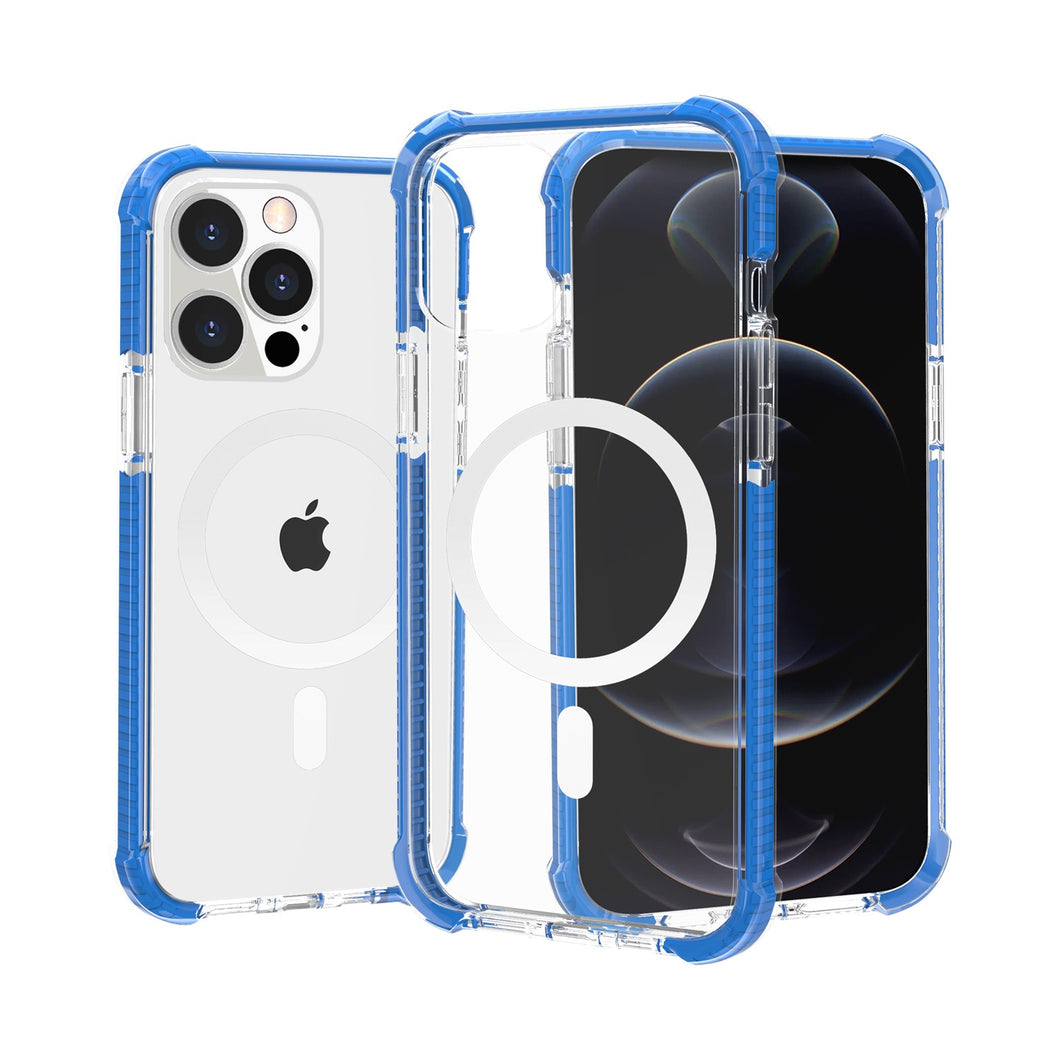 For iPhone 12 Pro Max Case Magnetic Circle Acrylic Tough Cover + Tempered Glass