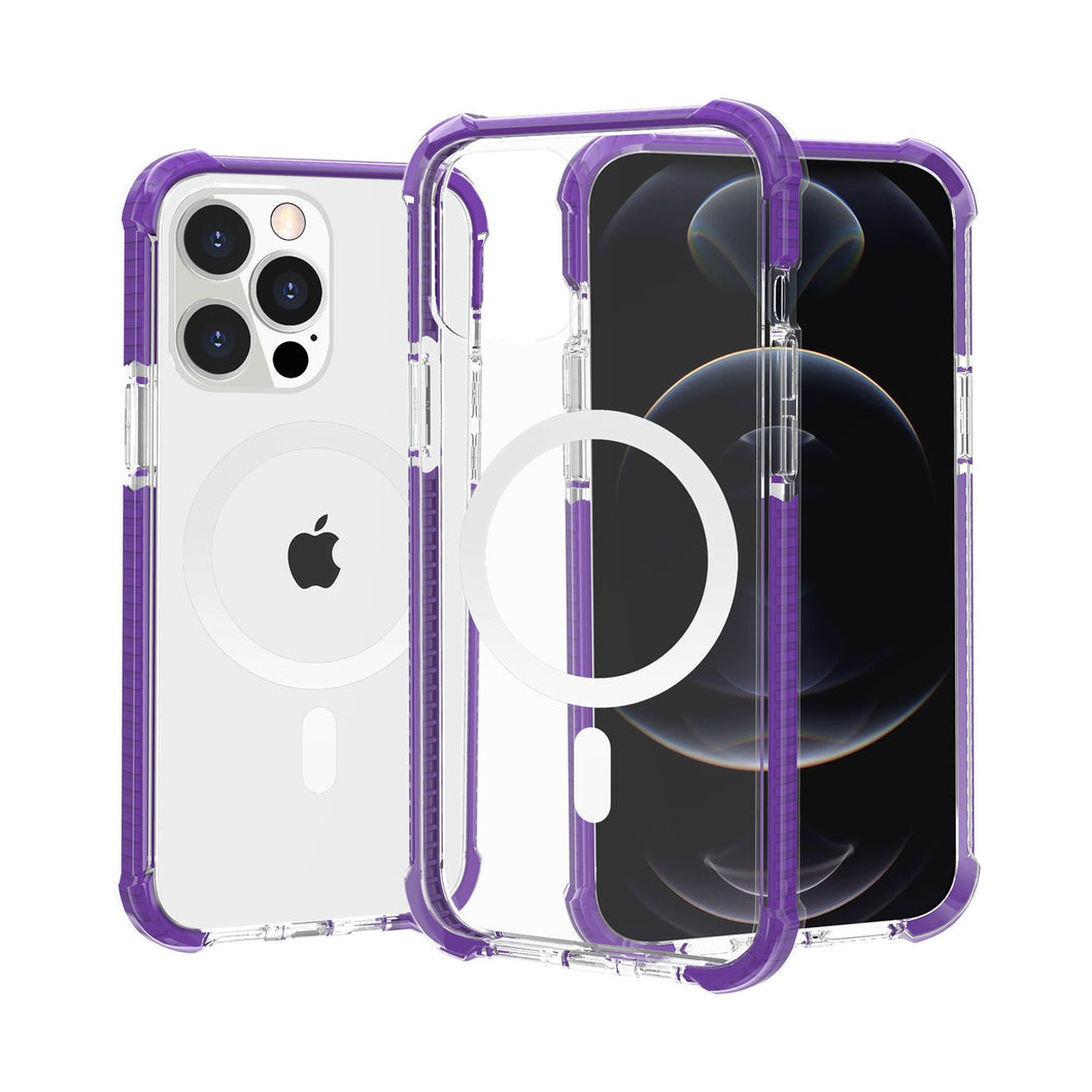 For iPhone 11 6.1 in. Case Magnetic Circle Acrylic Tough Cover + Tempered Glass