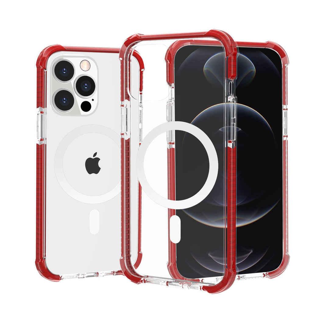 For iPhone 12 Pro Max Case Magnetic Circle Acrylic Tough Cover + Tempered Glass