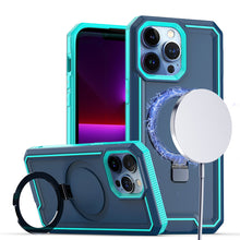 For iPhone 11 6.1 in. Case Magnetic Circle w/ Stand Fused Cover + Tempered Glass