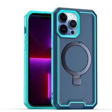 For iPhone 11 6.1 in. Case Magnetic Circle w/ Stand Fused Cover + Tempered Glass