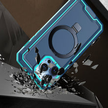 For iPhone 12/12 Pro Case Magnetic Circle Stand Fused Cover + Tempered Glass