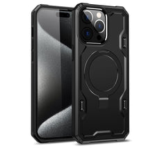 For iPhone 11 6.1 in. Case Magnet Circle Stand Shockproof Cover + Tempered Glass