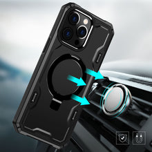 For iPhone 11 6.1 in. Case Magnet Circle Stand Shockproof Cover + Tempered Glass