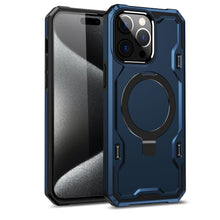 For iPhone 11 6.1 in. Case Magnet Circle Stand Shockproof Cover + Tempered Glass