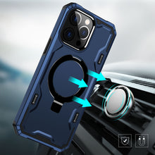 For iPhone 11 6.1 in. Case Magnet Circle Stand Shockproof Cover + Tempered Glass