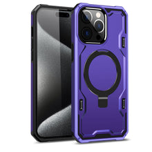 For iPhone 11 6.1 in. Case Magnet Circle Stand Shockproof Cover + Tempered Glass