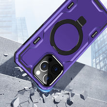 For iPhone 11 6.1 in. Case Magnet Circle Stand Shockproof Cover + Tempered Glass