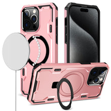 For iPhone 11 6.1 in. Case Magnet Circle Stand Shockproof Cover + Tempered Glass