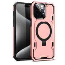 For iPhone 11 6.1 in. Case Magnet Circle Stand Shockproof Cover + Tempered Glass